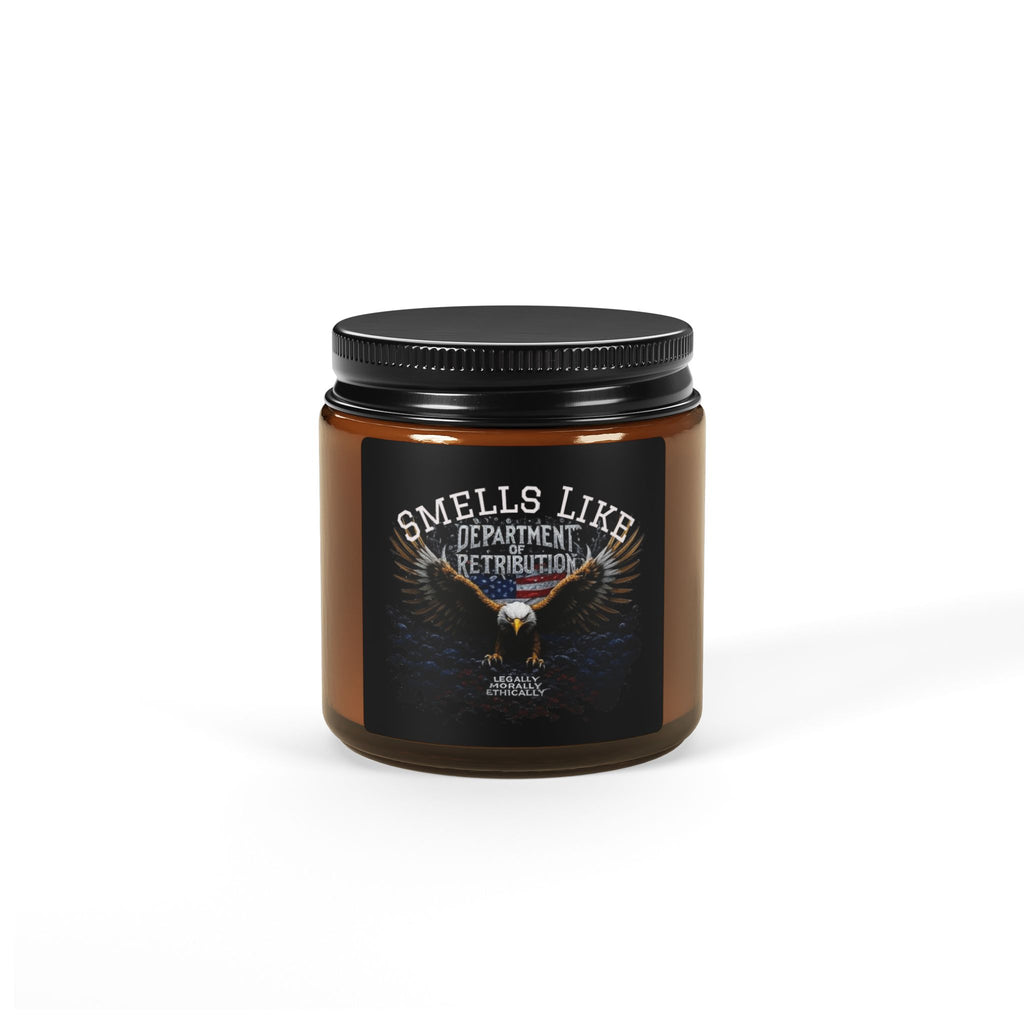Smells Like Retribution Soy Candle — Amber Jar, Musk & Leather Scent
