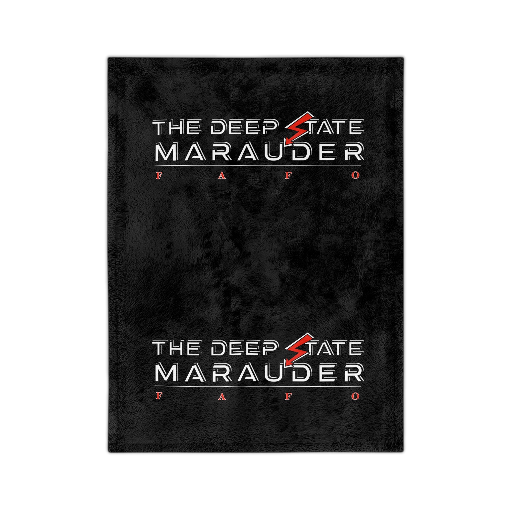 The Deep State Marauder Velveteen Microfiber Blanket — Black Logo Throw for Fans