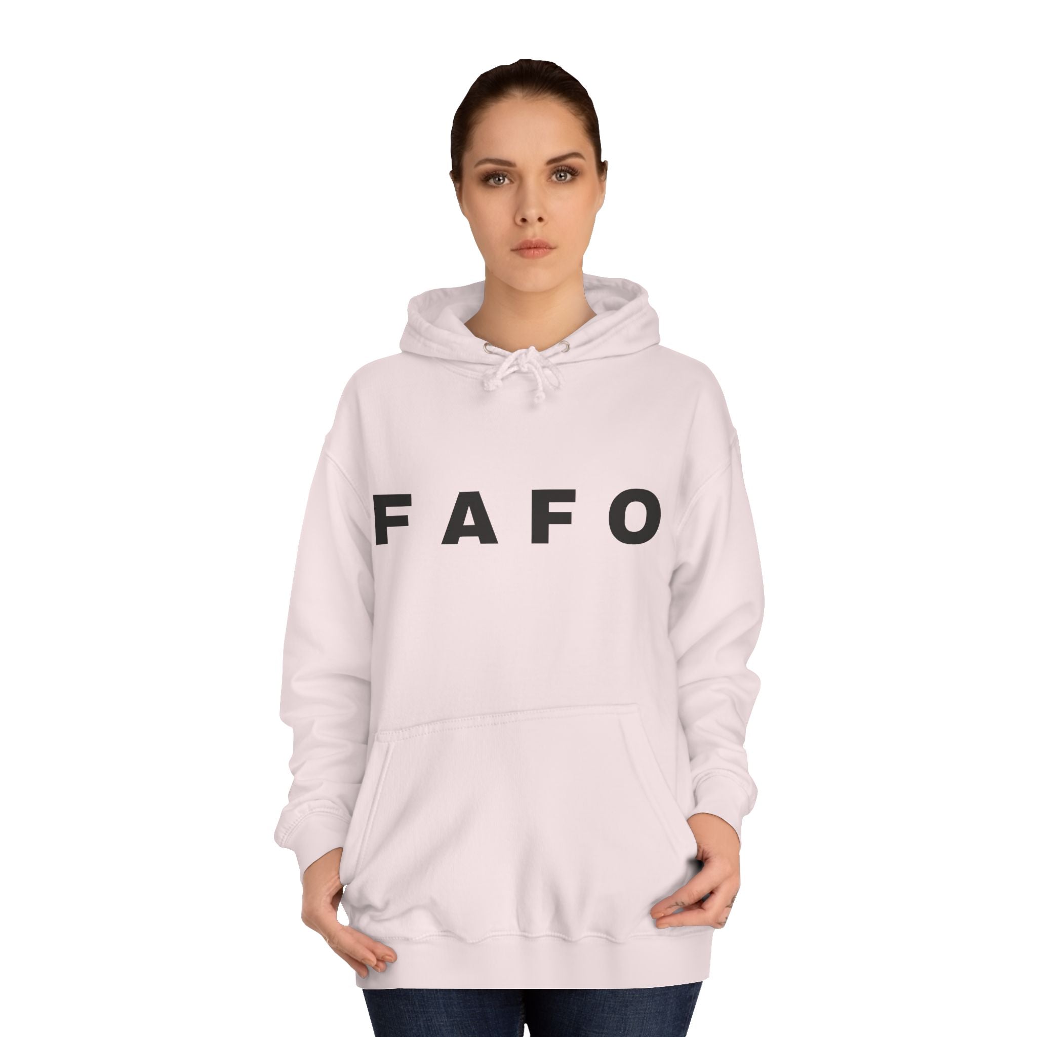 FAFO Hoodie — Minimal Text College-Style Pullover
