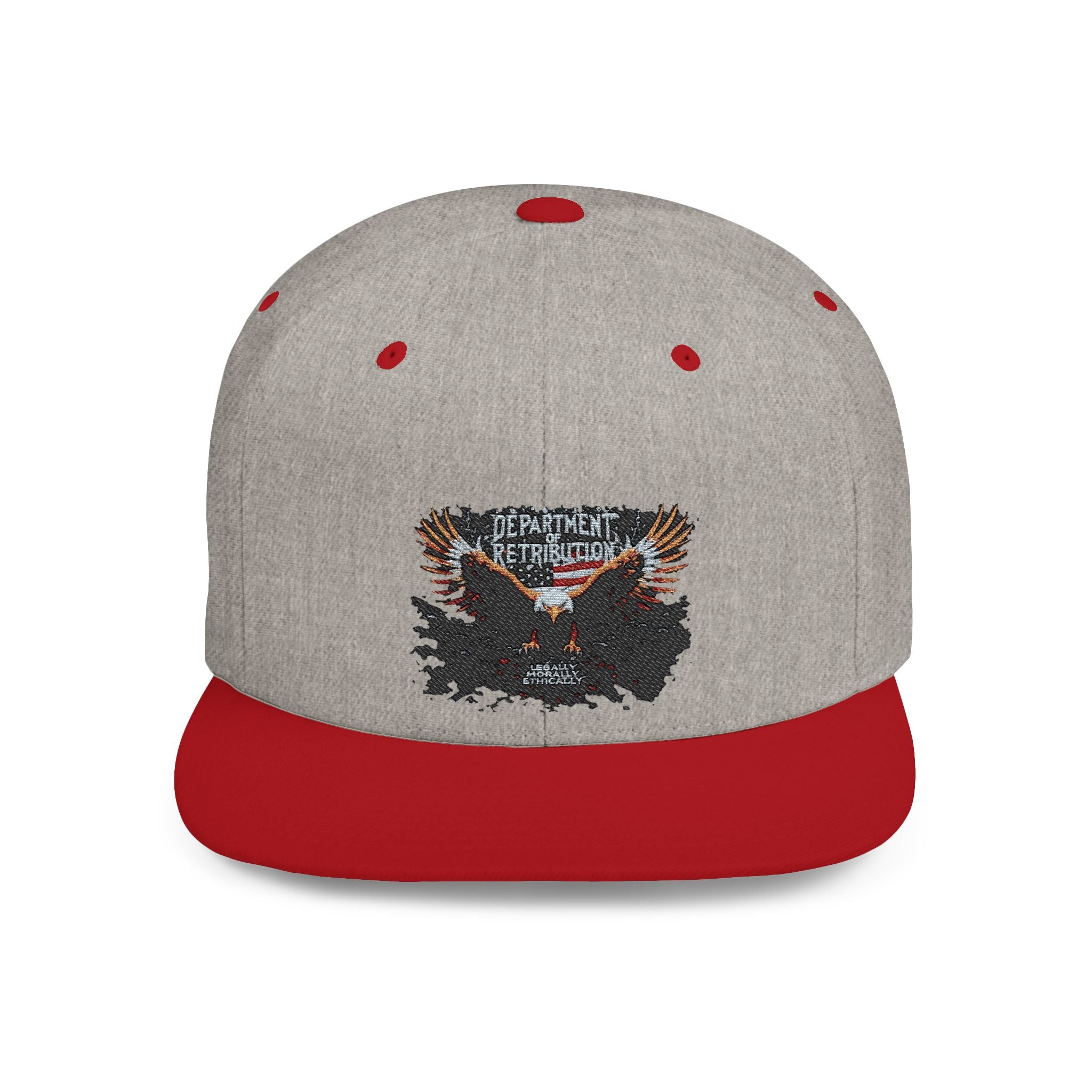 Snapback Hat with Eagle Patch — Flat Bill Military Style Cap