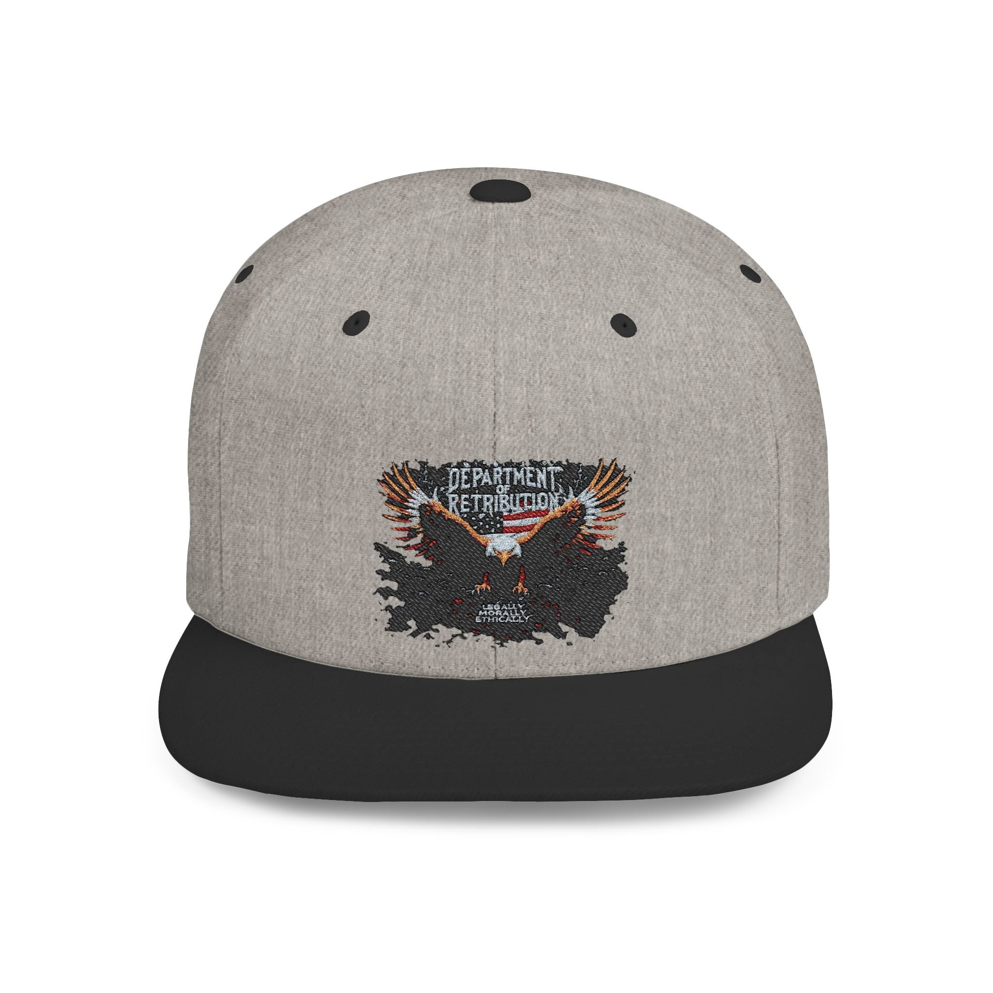 Snapback Hat with Eagle Patch — Flat Bill Military Style Cap