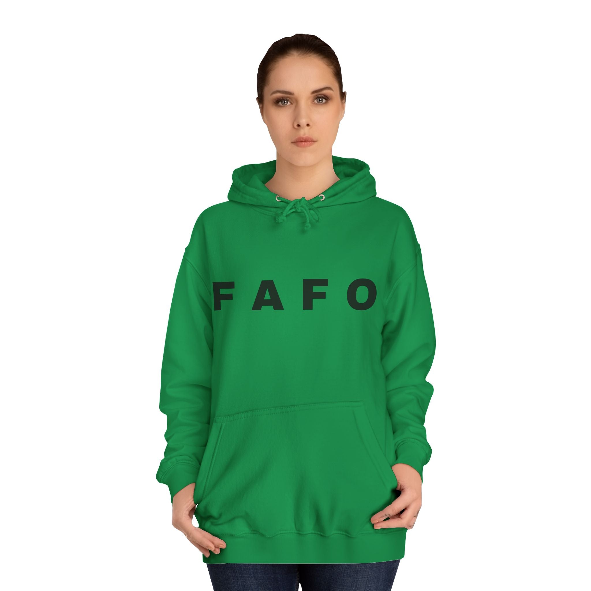 FAFO Hoodie — Minimal Text College-Style Pullover