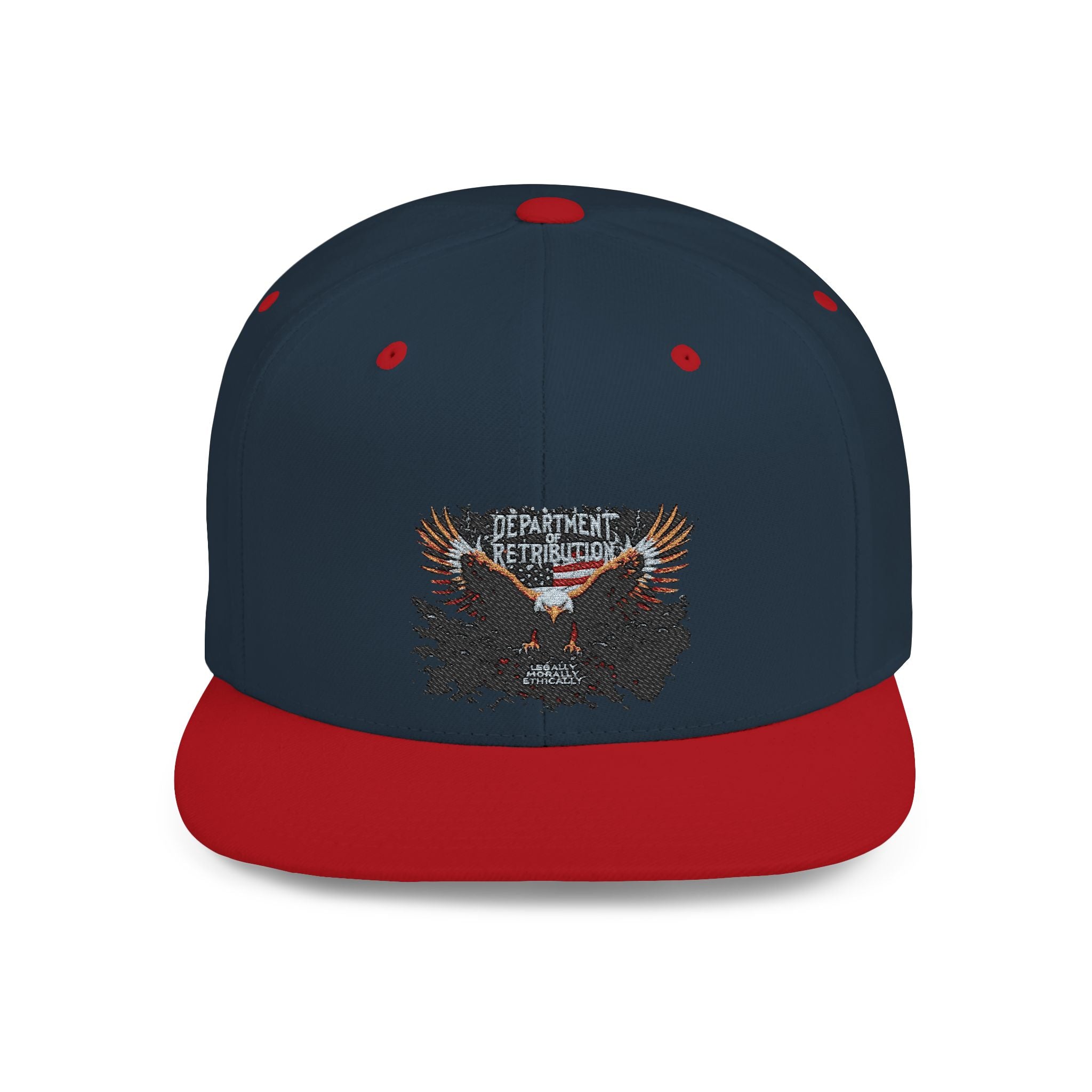 Snapback Hat with Eagle Patch — Flat Bill Military Style Cap