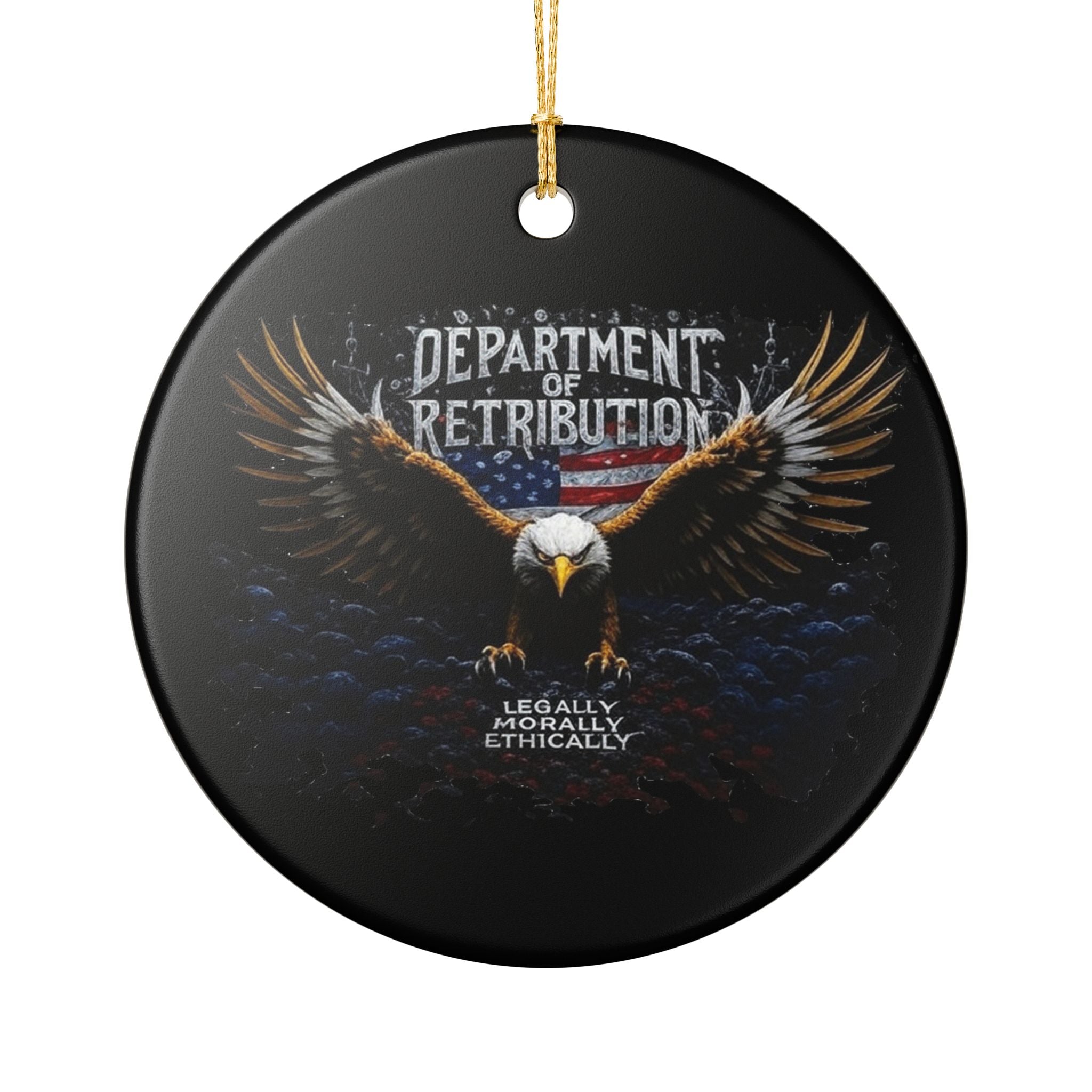 Department of Retribution Eagle Ceramic Ornament — Patriotic Holiday Decoration