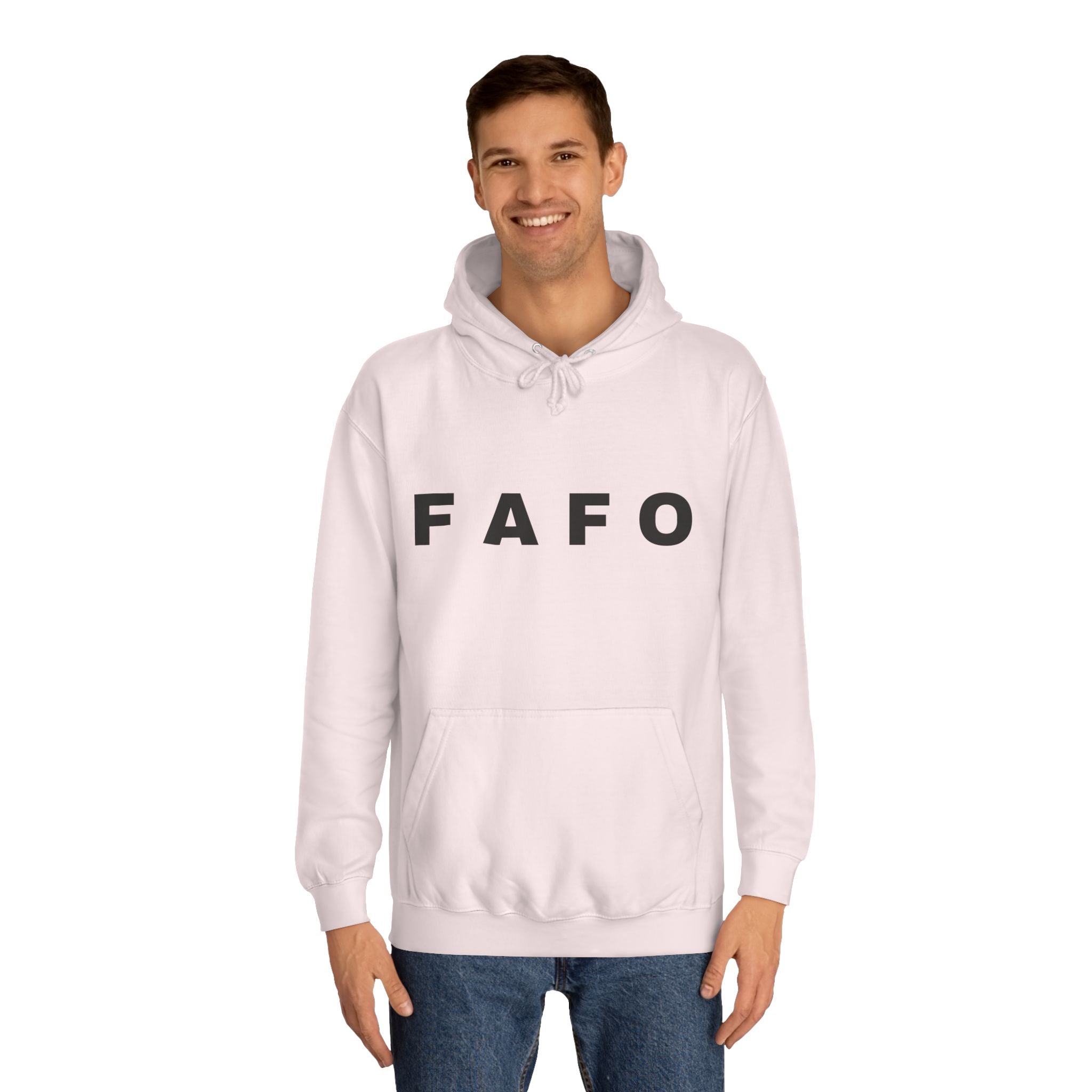 FAFO Hoodie — Minimal Text College-Style Pullover