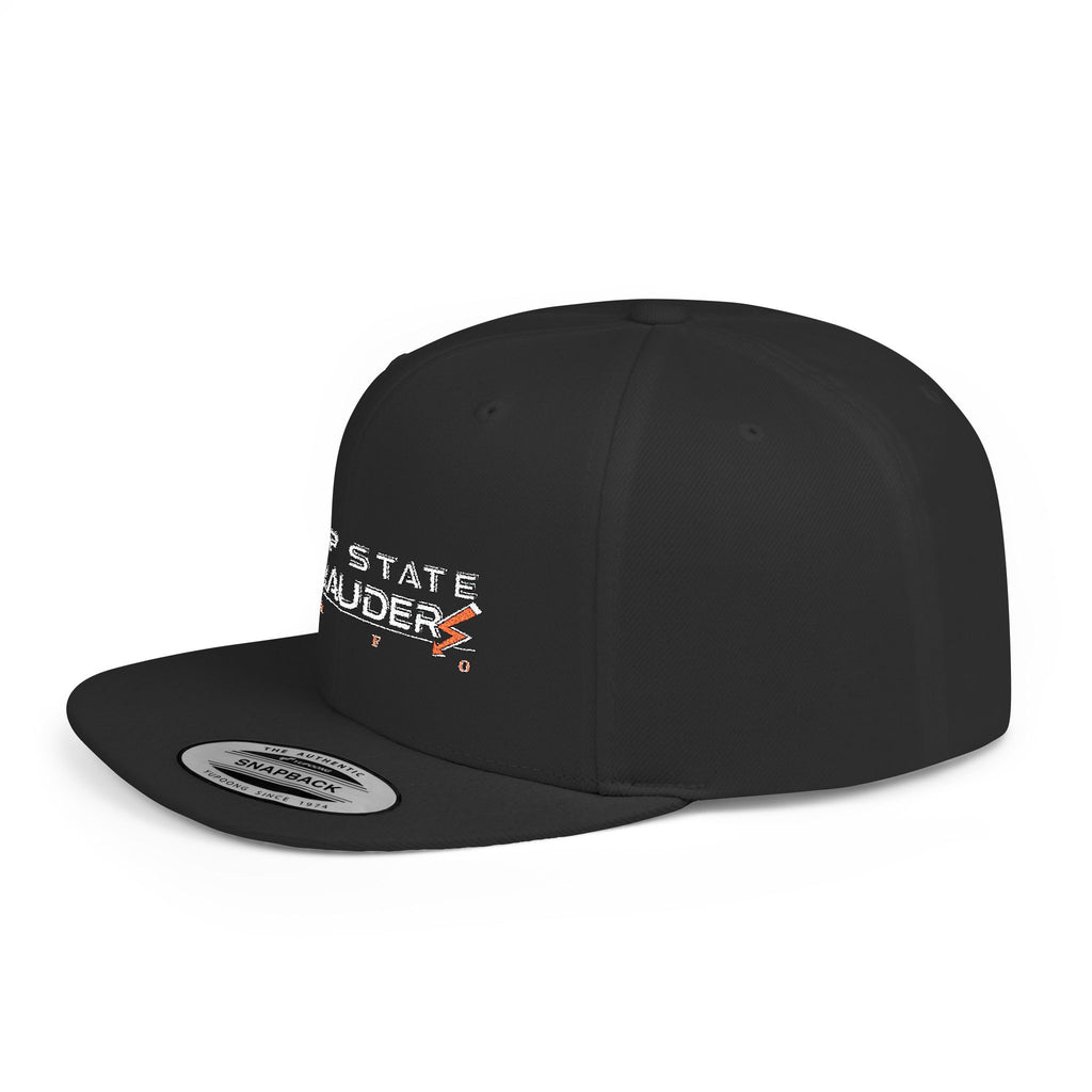 Camo Flat Bill Snapback Hat — "Deep State Marauders" Distressed Logo