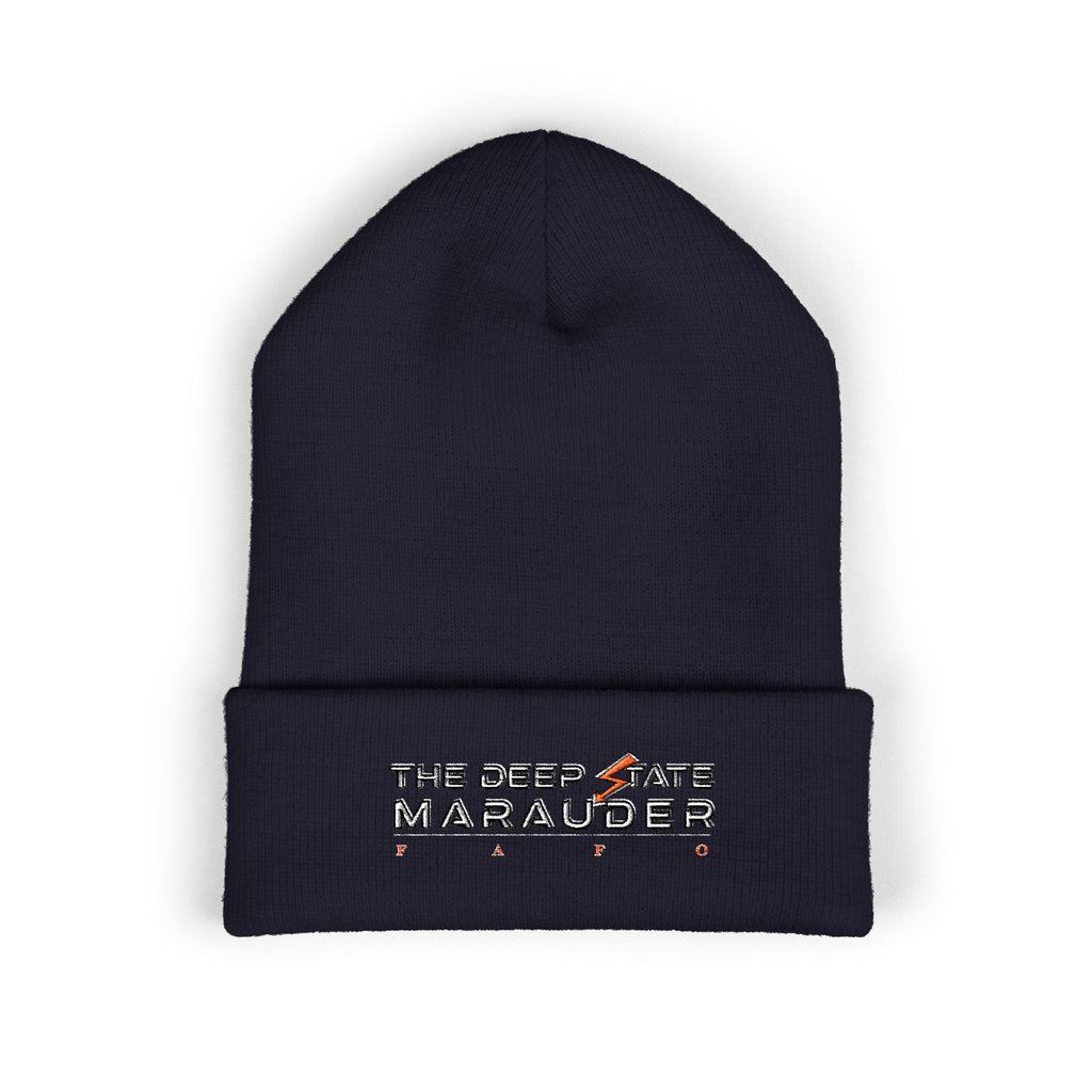 Embroidered 'Deep State Marauders' Cuffed Beanie - Distressed Patch Knit Hat