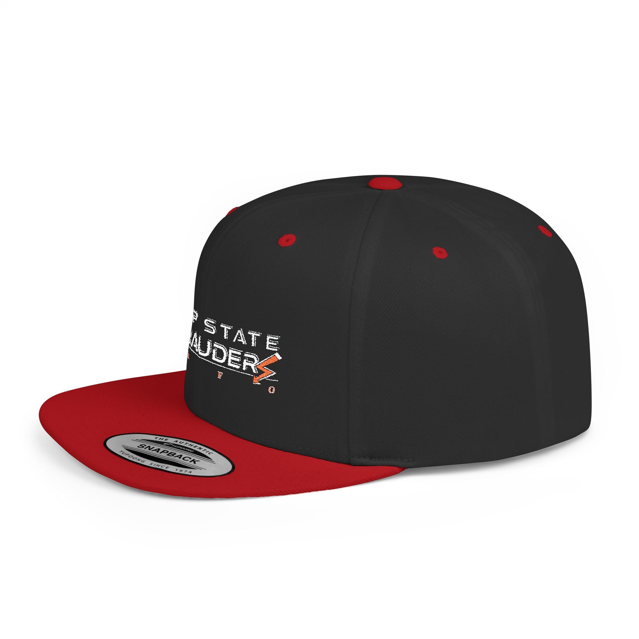 Camo Flat Bill Snapback Hat — "Deep State Marauders" Distressed Logo