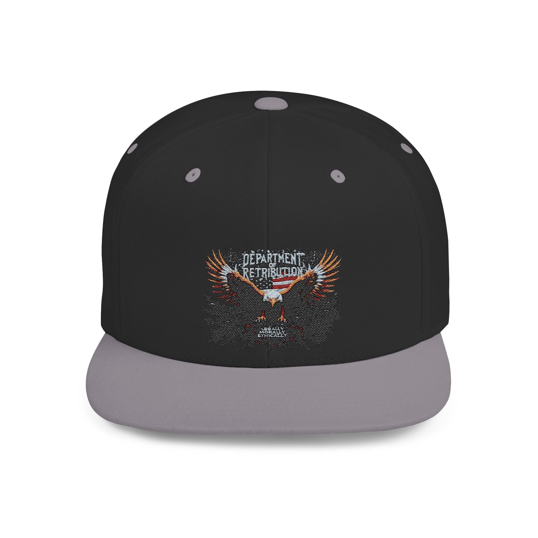 Snapback Hat with Eagle Patch — Flat Bill Military Style Cap