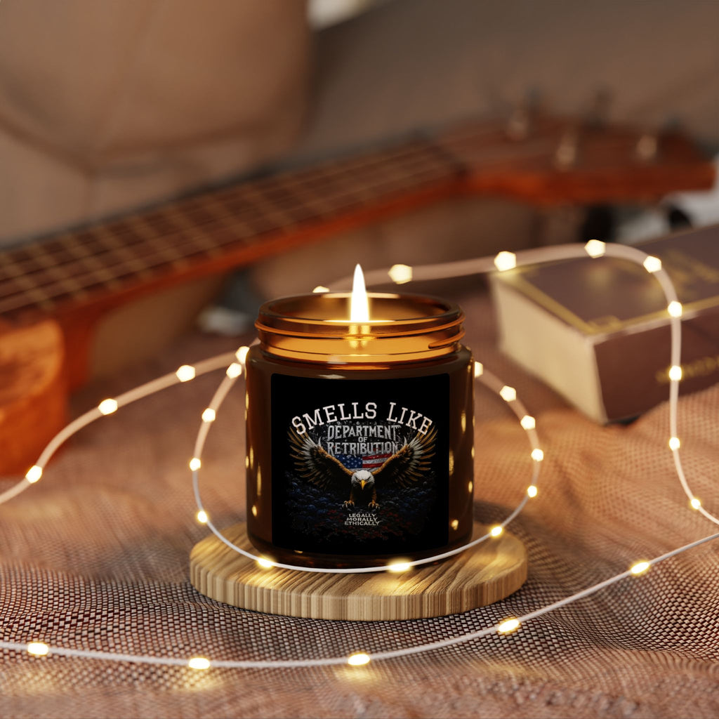 Smells Like Retribution Soy Candle — Amber Jar, Musk & Leather Scent