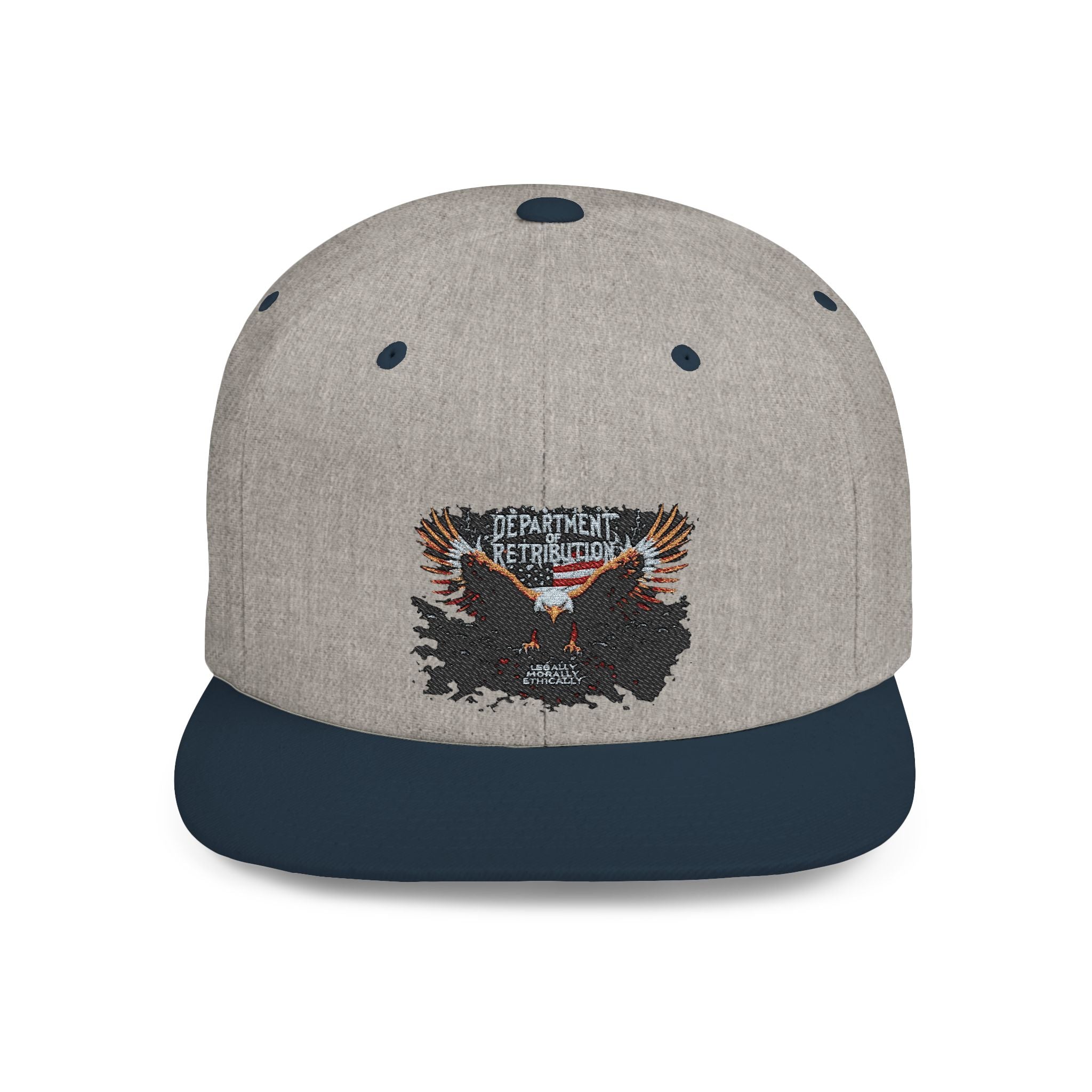 Snapback Hat with Eagle Patch — Flat Bill Military Style Cap