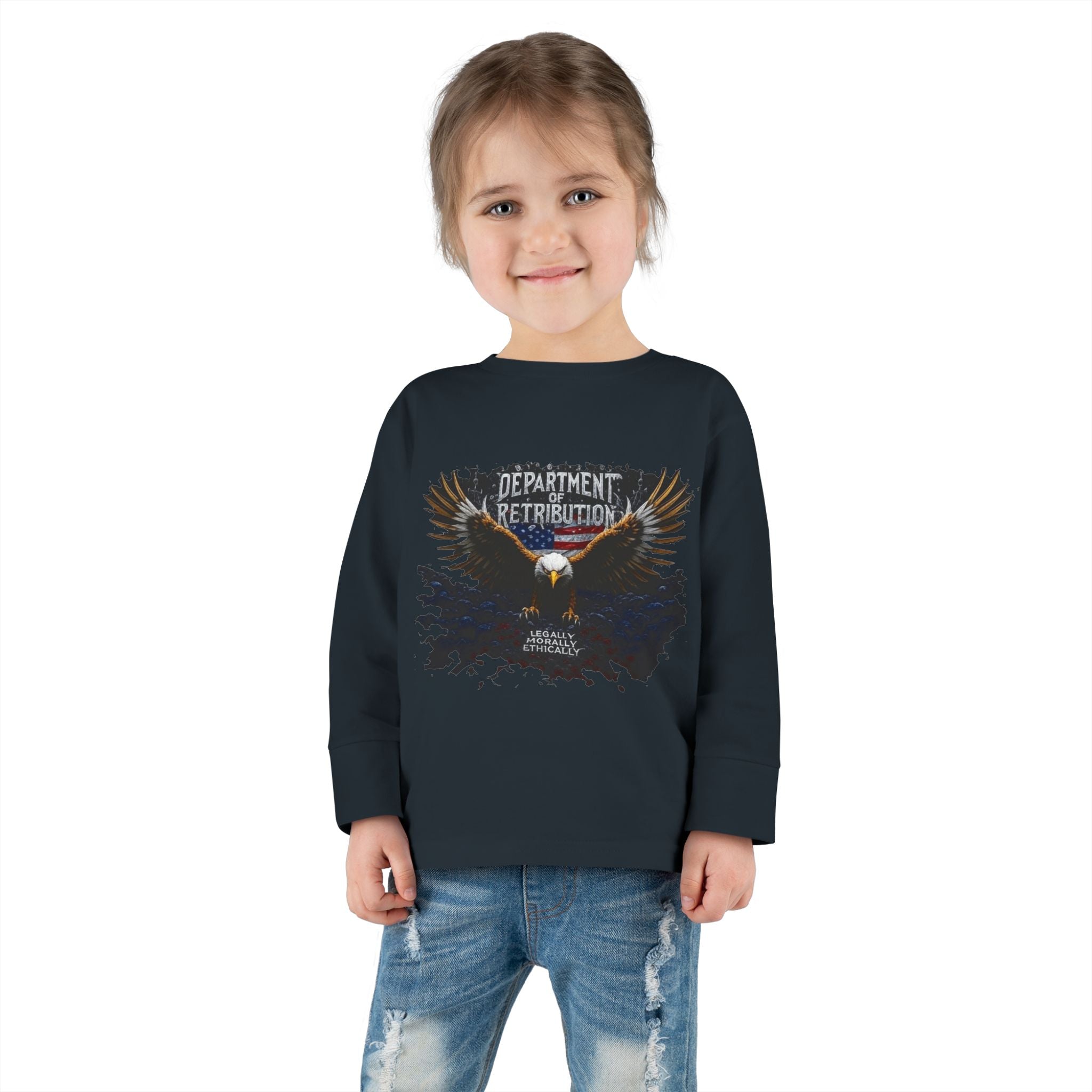 Toddler Long Sleeve Tee — 'Department of Retribution' Eagle Graphic