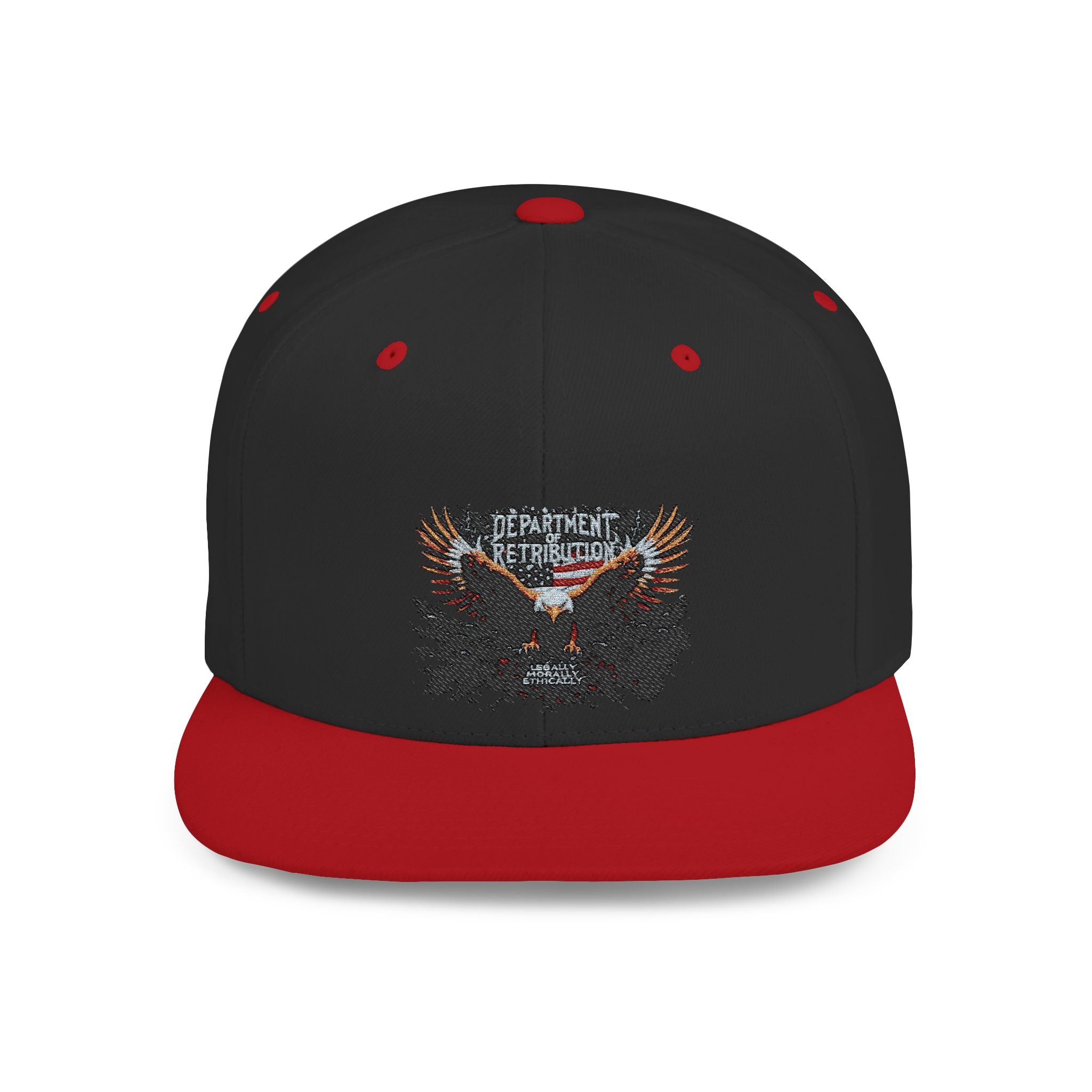 Snapback Hat with Eagle Patch — Flat Bill Military Style Cap