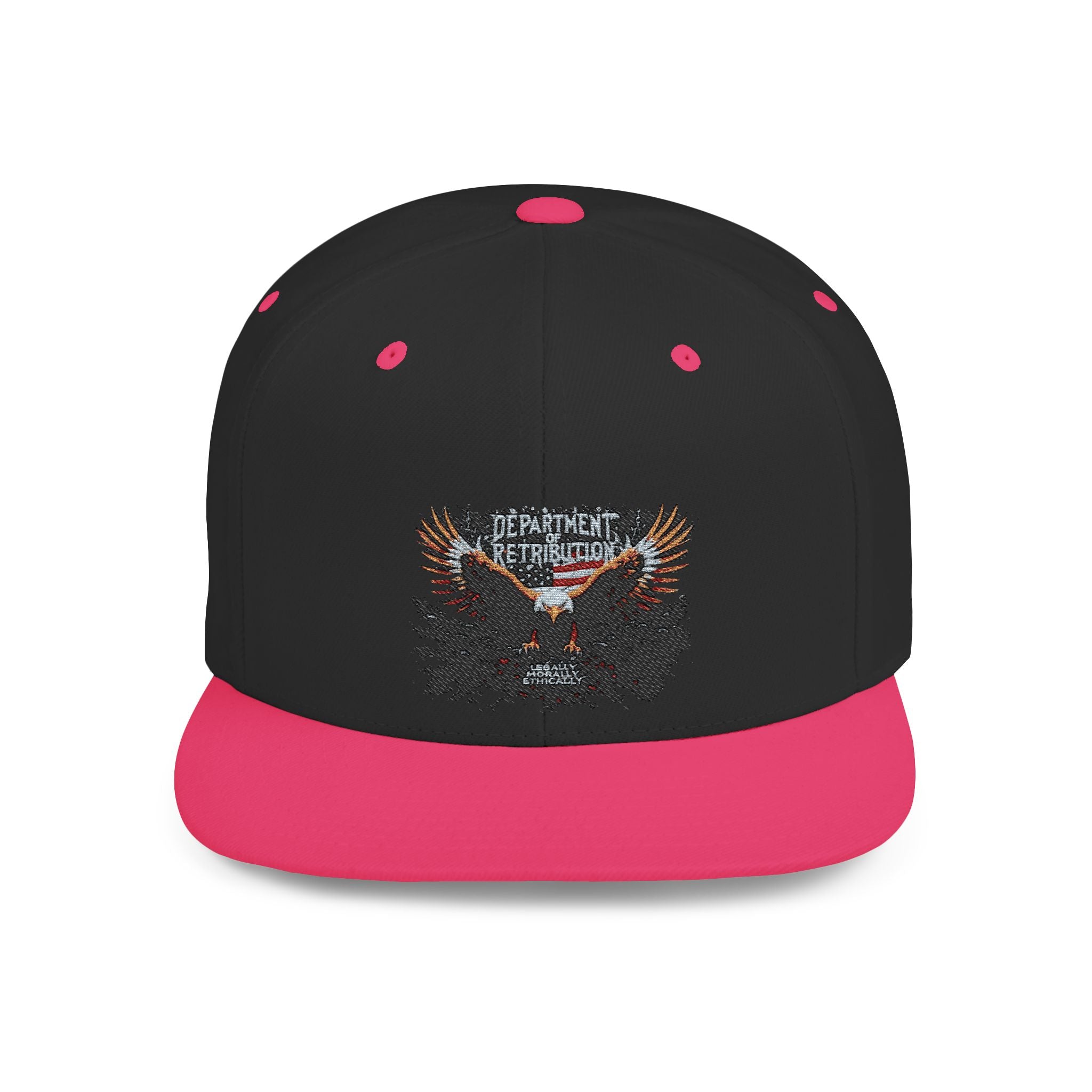Snapback Hat with Eagle Patch — Flat Bill Military Style Cap