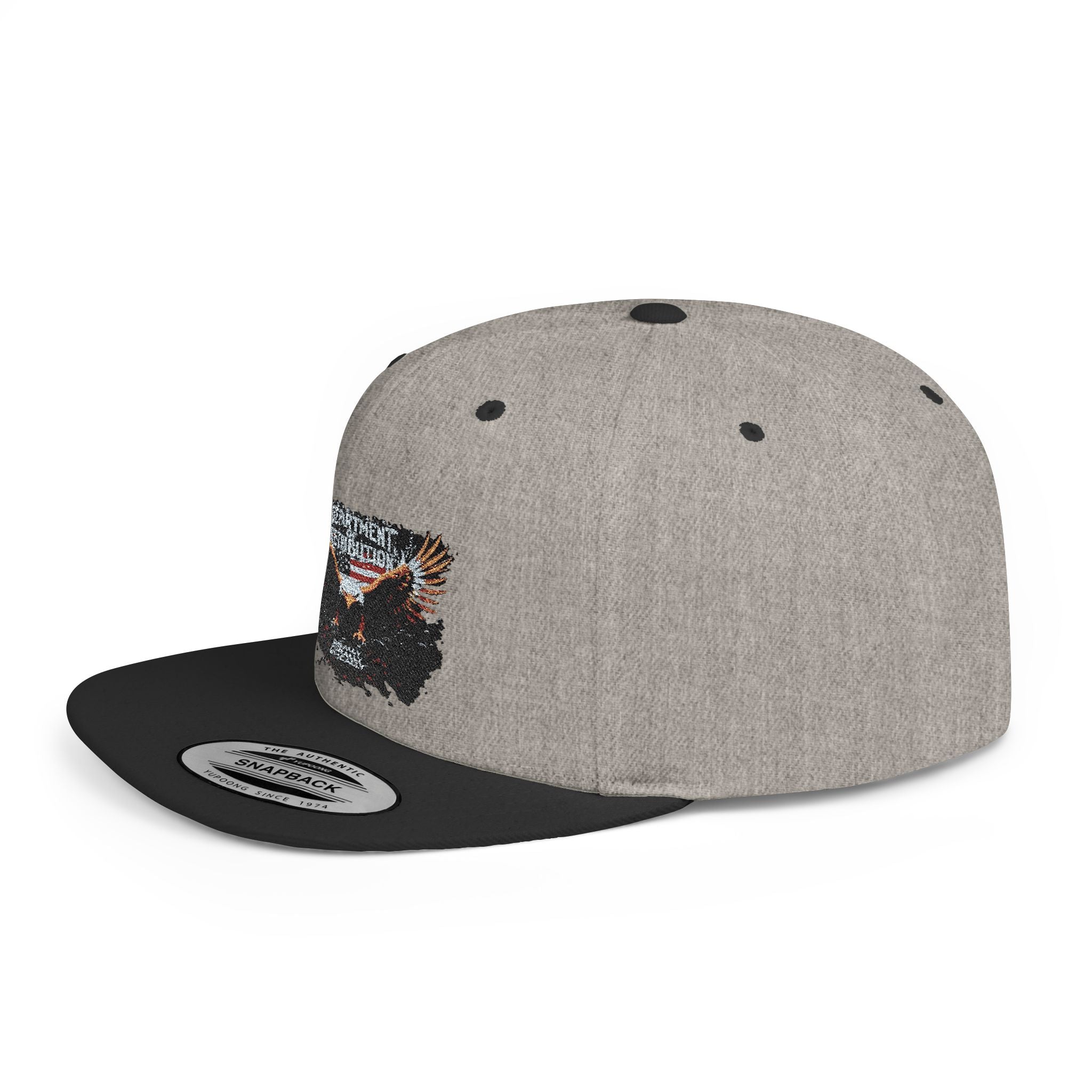 Snapback Hat with Eagle Patch — Flat Bill Military Style Cap