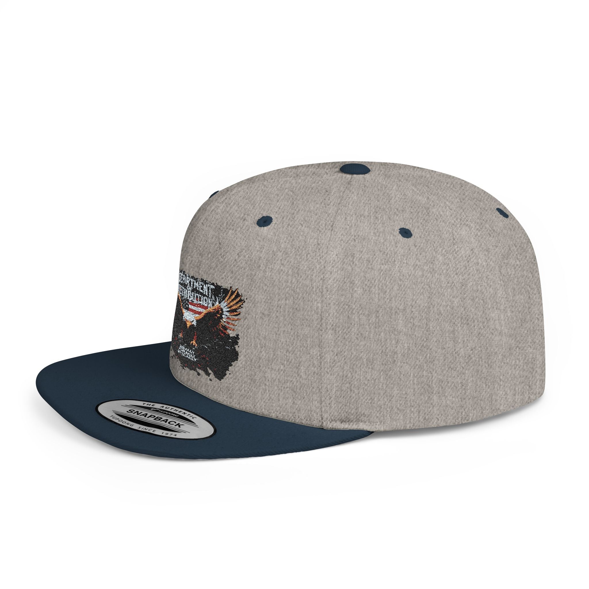 Snapback Hat with Eagle Patch — Flat Bill Military Style Cap
