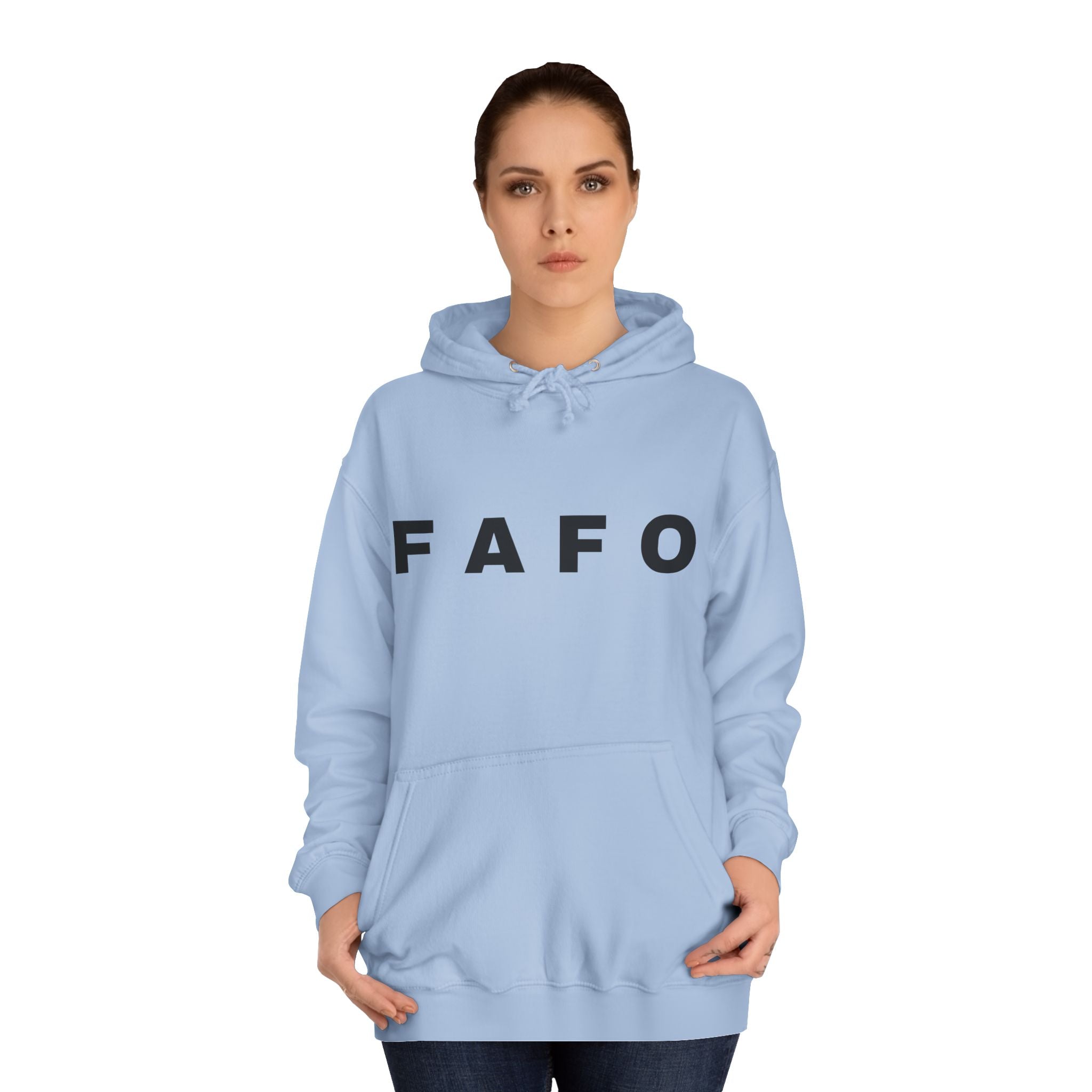 FAFO Hoodie — Minimal Text College-Style Pullover