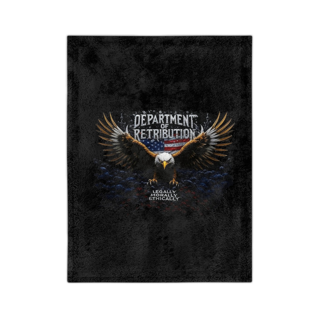 Velveteen Microfiber Blanket — "Department of Retribution" Patriotic Eagle Throw
