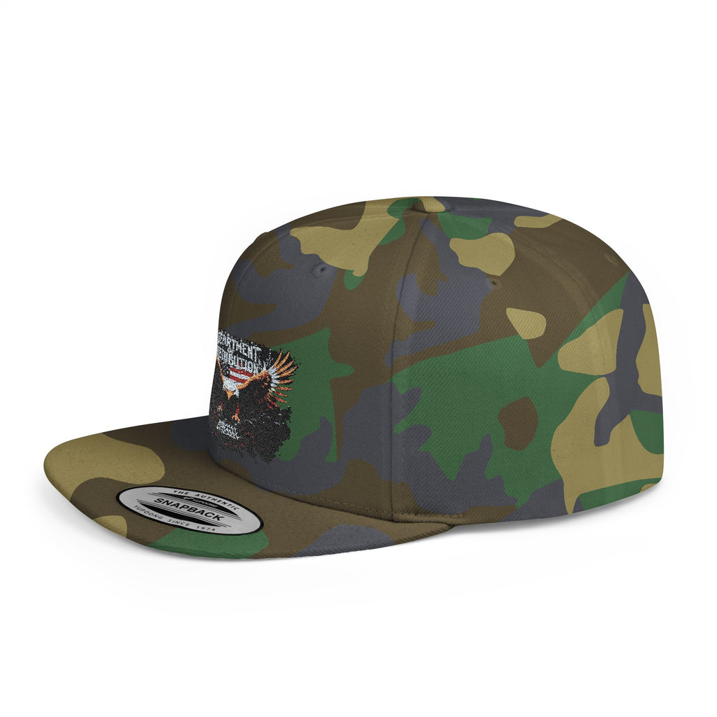 Snapback Hat with Eagle Patch — Flat Bill Military Style Cap