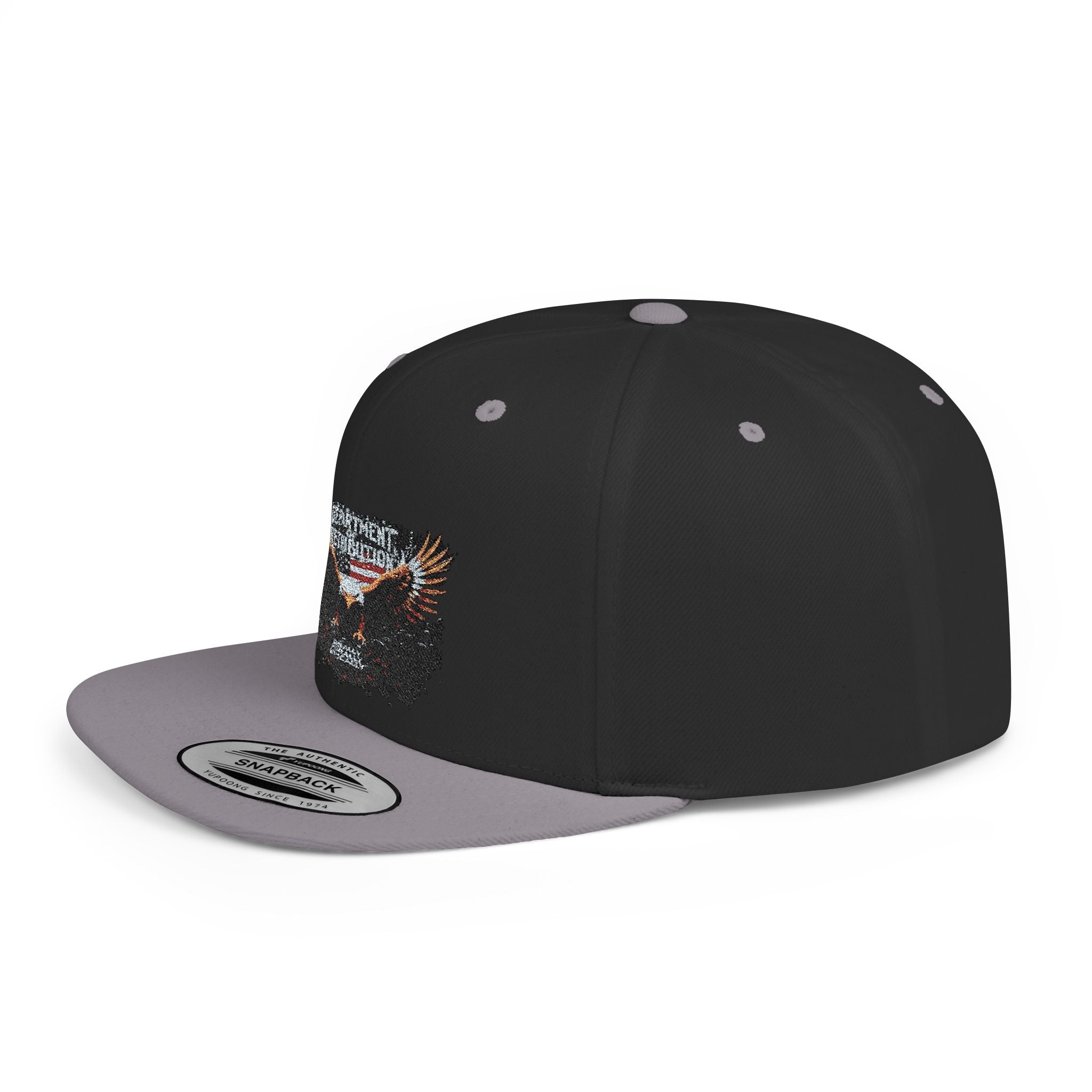 Snapback Hat with Eagle Patch — Flat Bill Military Style Cap